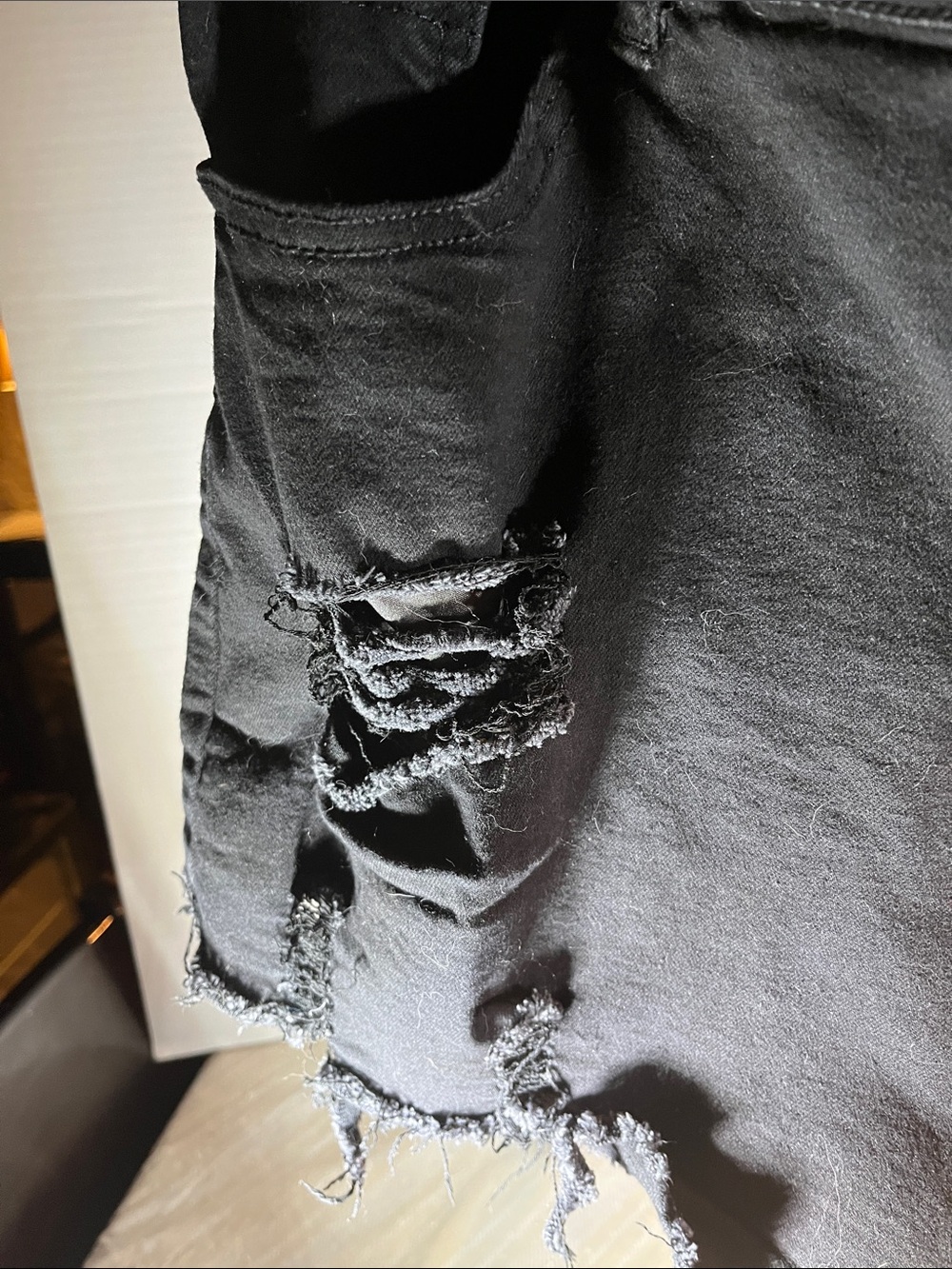 Black Distressed High-Rise Jean Cutoff Shorts - Women's 38 waist - Picture 2 of 6